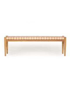 Pasadena Leather Strap Bench Nude, Length 150cm x Width 40cm x Height 46cm