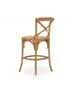 Provincial Cross Back Counter Stool Natural Oak, W 49cm x D 59cm x H 100cm