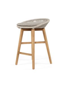Taylor Backless Counter Stool Indoor/Outdoor Grey/White, Width 51cm x Depth 52cm x Height 76cm