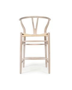 Wishbone Counter Stool White Coastal Oak, W 56cm x D 56cm x H 95cm (RRP $499)
