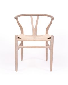 Wishbone Designer Replica Chair White Coastal Oak, W 56cm x D 55cm x H 74cm (RRP $399)