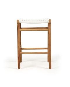 Zen Backless Counter Stool White (Close Weave), W 45cm x D 40cm x H 66cm