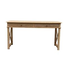 "Noosa" Hamptons Style Solid Oak Timber Desk Whitewashed Oak, 150cmW x 55cmD x 78cmH (RRP $1499)