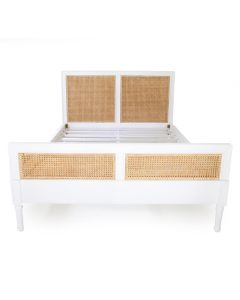Hamilton Cane Bed King Single White, 118cm Wide x 217cm Long x 122cm High
