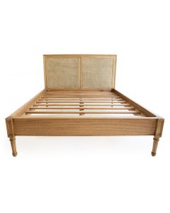 Hamilton Cane Bed King Single Size Low End Weathered Oak, 118cm Wide x 217cm Long x 122cm High