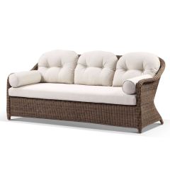 "Seychelles" Hamptons Style Outdoor Wicker 3 Seater Lounge, Brushed Wheat (RRP $2499)
