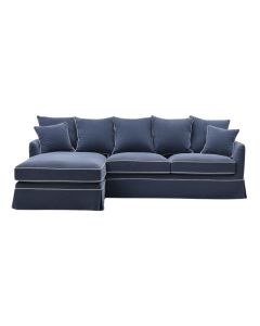 Noosa 3 Seater Left Chaise Sofa Navy, W 259cm D 166cm H 80cm (RRP $4999)