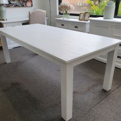 "Cove" Hamptons Style Dining Table, Brushed White, 220cmW x 100cmD x 77cmH (RRP $1199)