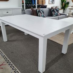 "Cove" Hamptons Style Dining Table, Brushed White, 180cmW x 100cmD x 77cmH (RRP $1199)