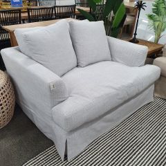 "Somerset" Hampton Style Fabric 1.5 Seater Occasional Chair Armchair Feather Filled with Removable Covers, Glacier (RRP $2299)