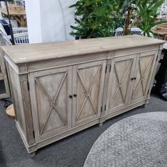 "New Hampshire" Recycled Timber Buffet with 4 Doors White Wash, 165cmL x 45cmD x 90cmH