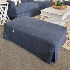 "Somerset" Hamptons Style Fabric Ottoman with Removable Slip Cover, Navy (RRP $799)