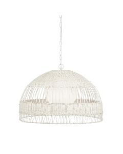"Fortaleza" Medium Handwoven Rattan Pendant Light White W60 × D60 × H217 CM (RRP $499)