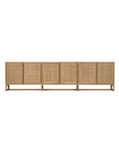 Clovelly Six Door Sideboard Natural, W 300cm x D 40cm x H 80cm