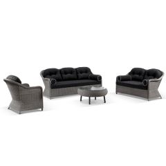 "Seychelles" Hamptons Style Outdoor Wicker 3+2+1 Seater Lounge Setting with Coffee Table, Brushed Grey (RRP $4999)