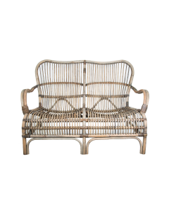 Seville Rattan Two Seater Kubu Grey -Outdoor Undercover Natural, W 110cm D 67cm H 86cm (RRP $639)