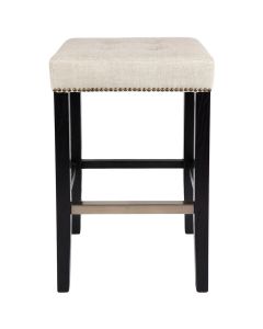 Canyon Black Bar Stool Natural Linen, 45cm W x 38cm D x 66.5cm H (RRP $627)