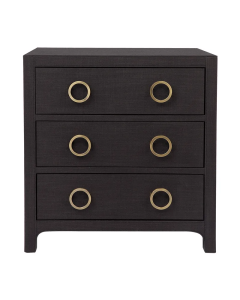 Astley Upholstered Bedside Table Charcoal Linen, 62cm W x 40cm D x 66cm H (RRP $2167)