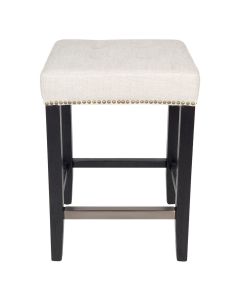 Canyon Black Kitchen Stool Natural Linen, 38cm Dia x 65cm H (RRP $583)