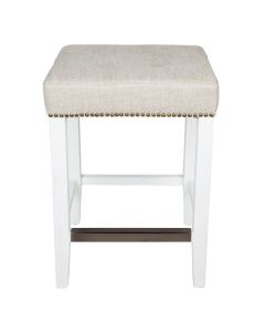 Canyon White Kitchen Stool Natural Linen, 40cm Dia x 66cm H (RRP $583)