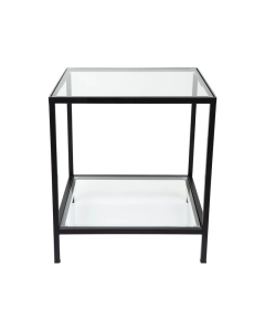 Cocktail Glass Square Side Table Black, 50cm W x 46cm D x 56cm H (RRP $539)
