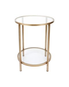 Cocktail Glass Round Side Table Antique Gold, 50cm Dia x 66cm H (RRP $583)