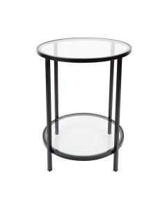 Cocktail Glass Round Side Table Black, 50cm Dia x 66cm H (RRP $429)