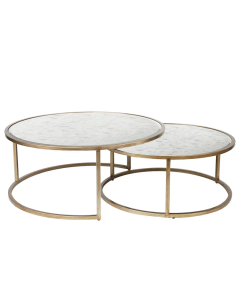 Serene Nesting Coffee Tables Antique Gold, 95cm Dia x 40cm H (RRP $2277)