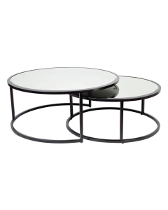 Serene Nesting Coffee Tables Black, 95cm Dia x 40cm H (RRP $2145)