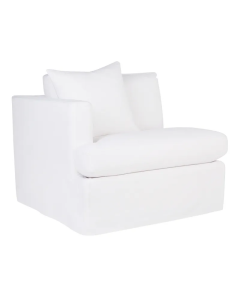 Birkshire Slip Cover Left Arm Facing Seat White Linen, 100cm W x 96cm D x 85cm H (RRP $2541)