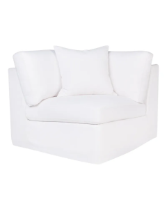 Birkshire Slip Cover Corner Seat Chair White Linen, 96cm W x 96cm D x 85cm H (RRP $2189)