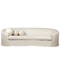 Elle 3 Seater Slip Cover Sofa Natural Linen, 254cm W x 104cm D x 70cm H (RRP $6589)