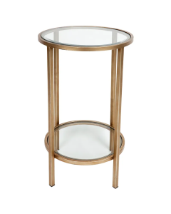Cocktail Glass Petite Side Table  Antique Gold, 35cm Dia x 60cm H (RRP $399)