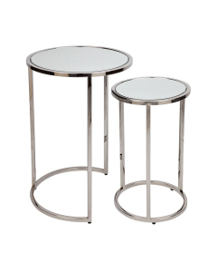 Serene Nesting Side Tables Nickel, 41cm Dia x 60cm H (RRP $1089)