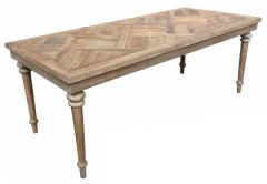 "Marrakesh" Parquetry Dining Table with Turned legs Recycled Elm, 150cm x 85cm (RRP $1499)