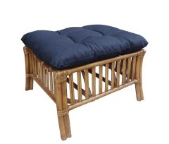 "Long Island" Lounge Foot Stool in Teak Cane with Black Covers (RRP $299)