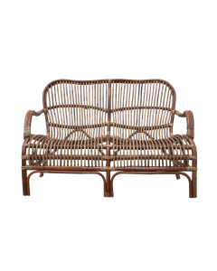 Seville Rattan Two Seater Antique -Outdoor Undercover Dark Natural, W 110cm D 67cm H 86cm (RRP $639)