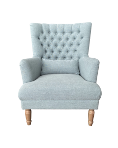 Bayside Hamptons Buttoned Armchair Linen Blend Pistachio, 78cm x 87cm x 109cm (RRP $1499)