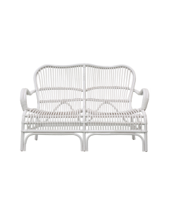Seville Rattan Two Seater White -Outdoor Undercover, W 110cm D 67cm H 86cm (RRP $639)