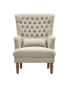 Bayside Hamptons Buttoned Armchair Linen Blend Natural, 78cm x 87cm x 109cm (RRP $1499)