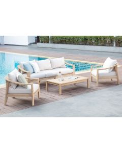 "Palm Beach" Coastal Style Outdoor Alfresco 4 Piece Lounge Package 3 Seater Lounge, 2 x Armchairs & Coffee Table (RRP $4499)