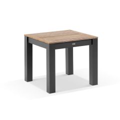 "Newport" Hamptons Style Outdoor Charcoal Aluminium Teak Top Square Dining Table, 90x90cm