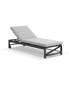 "Montego Bay" Hamptons Style Aluminium Sun Lounge Charcoal Light Grey Cushions with wheels (RRP $1999)