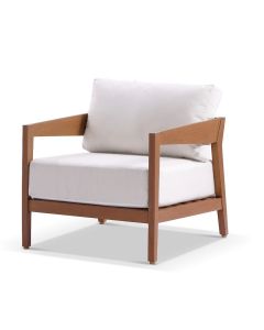Clontarf 1 Seater Armchair Outdoor Teak Look Aluminium Chair, Sunbrella Cushions 
