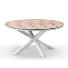 "Santorini" Hamptons Style Round Outdoor Aluminium 1.5m Dining Table, White