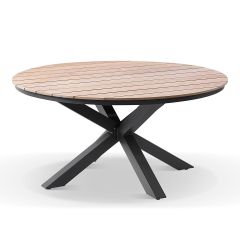"Santorini" Hamptons Style Round Outdoor Aluminium 1.5m Dining Table, Charcoal