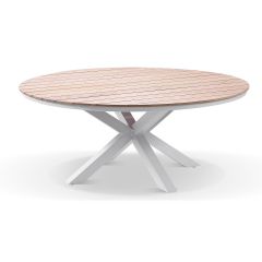 "Santorini" Hamptons Style Round Outdoor Aluminium 1.8m Dining Table, White
