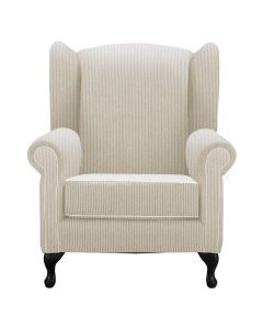 "Aerin" Australian Made Hampton Style Occasional Wing Fabric Armchair Memory Foam, Mello Bay Beige (RRP $2499)