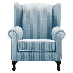  "Aerin" Australian Made Hampton Style Occasional Wing Fabric Armchair Memory Foam, Mello Bay Cameo (RRP $2499)