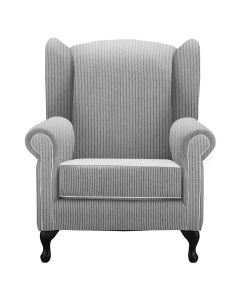  "Aerin" Australian Made Hampton Style Occasional Wing Fabric Armchair Memory Foam, Mello Bay Pewter (RRP $2499)